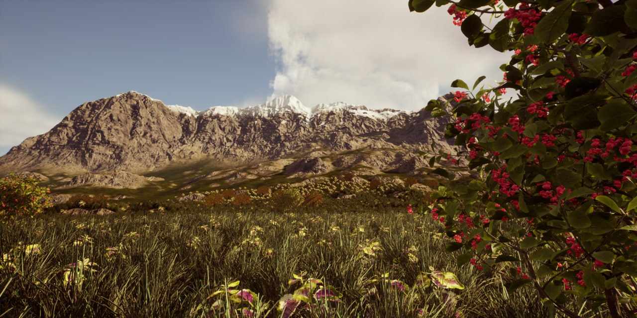 Mountain meadow — environment and lighting study