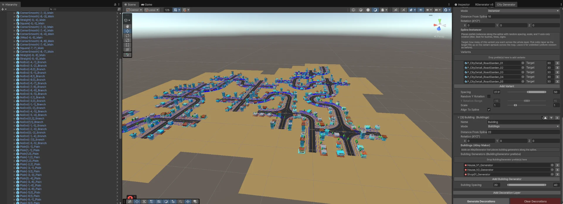 Road+City Generator — generated city with decoration layers